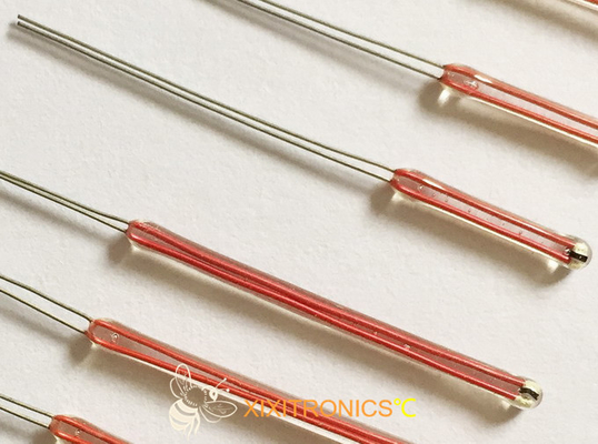 Thermistance en verre du ntc 3950 de série de la thermistance MF60 en verre NTC de la sonde 1KΩ-2.3 MΩ
